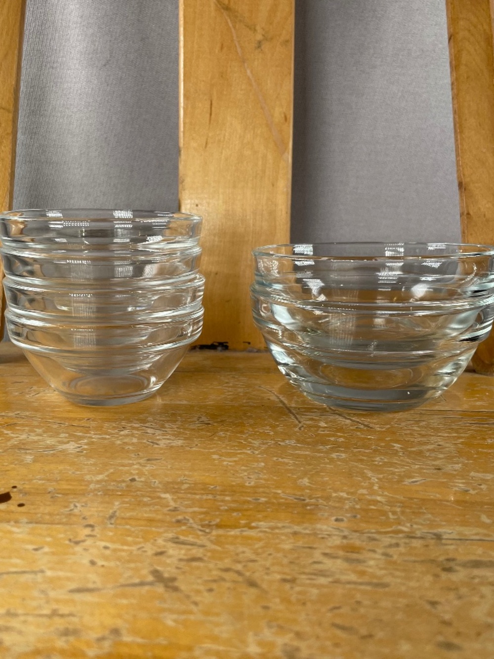 Set of 6 Clear Glass Stackable Prep Pinch Bowls (4 Small 2.75", 2 Medium 3.5")